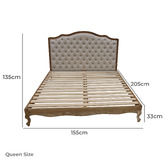 Naturally Provinicial Beige Leia Linen Bed Frame