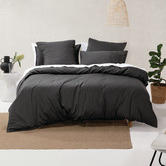 Linen House Charcoal Nara Cotton &amp; Bamboo Quilt Cover Set