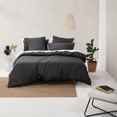 Linen House Charcoal Nara Cotton &amp; Bamboo Quilt Cover Set