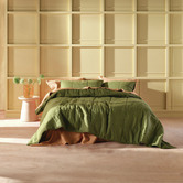 Linen House Moss Nimes Linen Coverlet