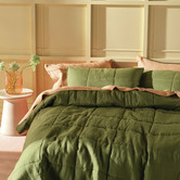 Linen House Moss Nimes Linen Coverlet