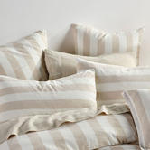Linen House Natural Vintage Stripe Linen-Blend Quilt Cover Set