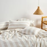 Linen House Natural Vintage Stripe Linen-Blend Quilt Cover Set
