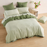 Linen House Moss &amp; Wasabi Nimes Duet Linen Quilt Cover Set
