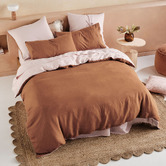 Linen House Rose &amp; Cinnamon Nimes Duet Linen Quilt Cover Set