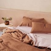 Linen House Rose &amp; Cinnamon Nimes Duet Linen Quilt Cover Set