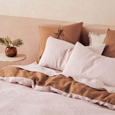 Linen House Rose &amp; Cinnamon Nimes Duet Linen Quilt Cover Set