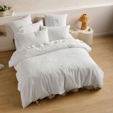 Linen House White Ferrara Cotton Seersucker Quilt Cover Set