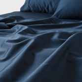 Linen House Navy Augusta 500TC Cotton Sateen Sheet Set