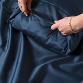 Linen House Navy Augusta 500TC Cotton Sateen Sheet Set