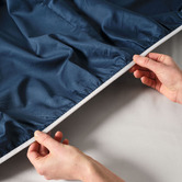 Linen House Navy Augusta 500TC Cotton Sateen Sheet Set