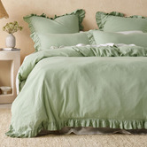 Linen House Seaglass Vintage Ruffle Linen-Blend Quilt Cover Set
