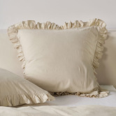 Linen House Vintage Ruffle Linen-Blend European Pillowcase