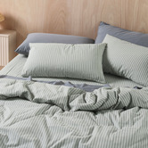 Linen House Eucalyptus Stripe Classic Cotton Quilt Cover Set