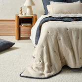 Linen House Navy Somerset Queen/King Cotton Muslin Coverlet