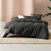 Linen House Charcoal Micro Waffle Cotton Quilt Cover Set