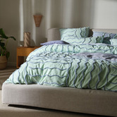 Linen House Mint Metung Cotton Chenille Quilt Cover Set