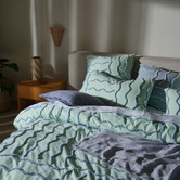 Linen House Mint Metung Cotton Chenille Quilt Cover Set