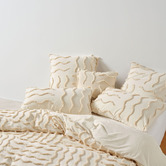 Linen House Latte Metung Cotton Chenille Quilt Cover Set