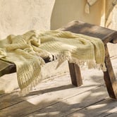 Linen House Pistachio Torquay Cotton Muslin Throw
