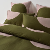 Linen House Olive Pluto Cotton Sateen Quilt Cover Set