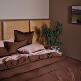 Linen House Chocolate Nara Bamboo &amp; Cotton Sateen Quilt Cover Set
