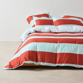 Linen House Rugby Stripe Cotton Sateen Quilt Cover Set