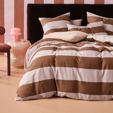 Linen House Rugby Stripe Cotton Sateen Quilt Cover Set