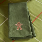 Linen House Embroidered Gingerbread Cotton Waffle Tea Towels