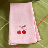 Linen House Embroidered Cherry Cotton Waffle Tea Towels