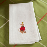 Linen House Embroidered Whippet Cotton Waffle Tea Towels