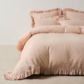 Linen House Vintage Ruffle Cotton &amp; Linen Reversible Quilt Cover Set