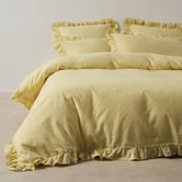 Linen House Vintage Ruffle Cotton &amp; Linen Reversible Quilt Cover Set