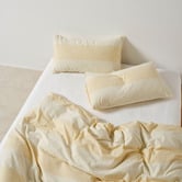Linen House Butter Vintage Wide Stripe Reversible Quilt Cover Set