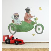 Bambino Decals Bears Riding Together with Side Car Wall Sticker