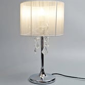 Luminea Paris White Stainless Steel &amp; Linen Table Lamp