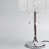 Luminea Paris White Stainless Steel &amp; Linen Table Lamp