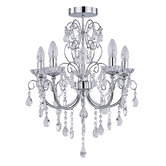 Luminea Natalya Metal &amp; Crystal 5-Light Close to Ceiling Light