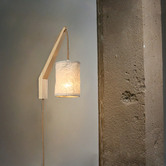 Luminea Christie Rubberwood &amp; Canvas Armed Wall Light