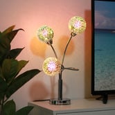 Luminea Farhan 3 Lamp Metal &amp; Glass Table Lamp