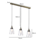 Luminea Ortega 3 Light Metal &amp; Glass Pendant