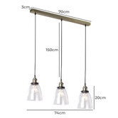 Luminea Ortega 3 Light Metal &amp; Glass Pendant