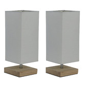 Luminea 31cm Square Matteo Rubberwood Table Lamps