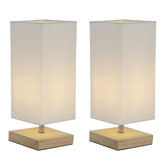 Luminea 31cm Square Matteo Rubberwood Table Lamps