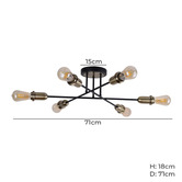 Luminea Grover Metal Semi Flush Ceiling Light
