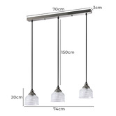 Luminea Wallace 3 Light Metal &amp; Glass Pendant