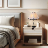 Luminea Sigmund Metal &amp; Linen Wave Table Lamp