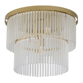 Luminea Richards Brushed Brass Glass 2 Tier 4 Light Chandelier