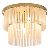 Luminea Richards Brushed Brass Glass 2 Tier 4 Light Chandelier