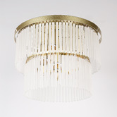 Luminea Richards Brushed Brass Glass 2 Tier 4 Light Chandelier
